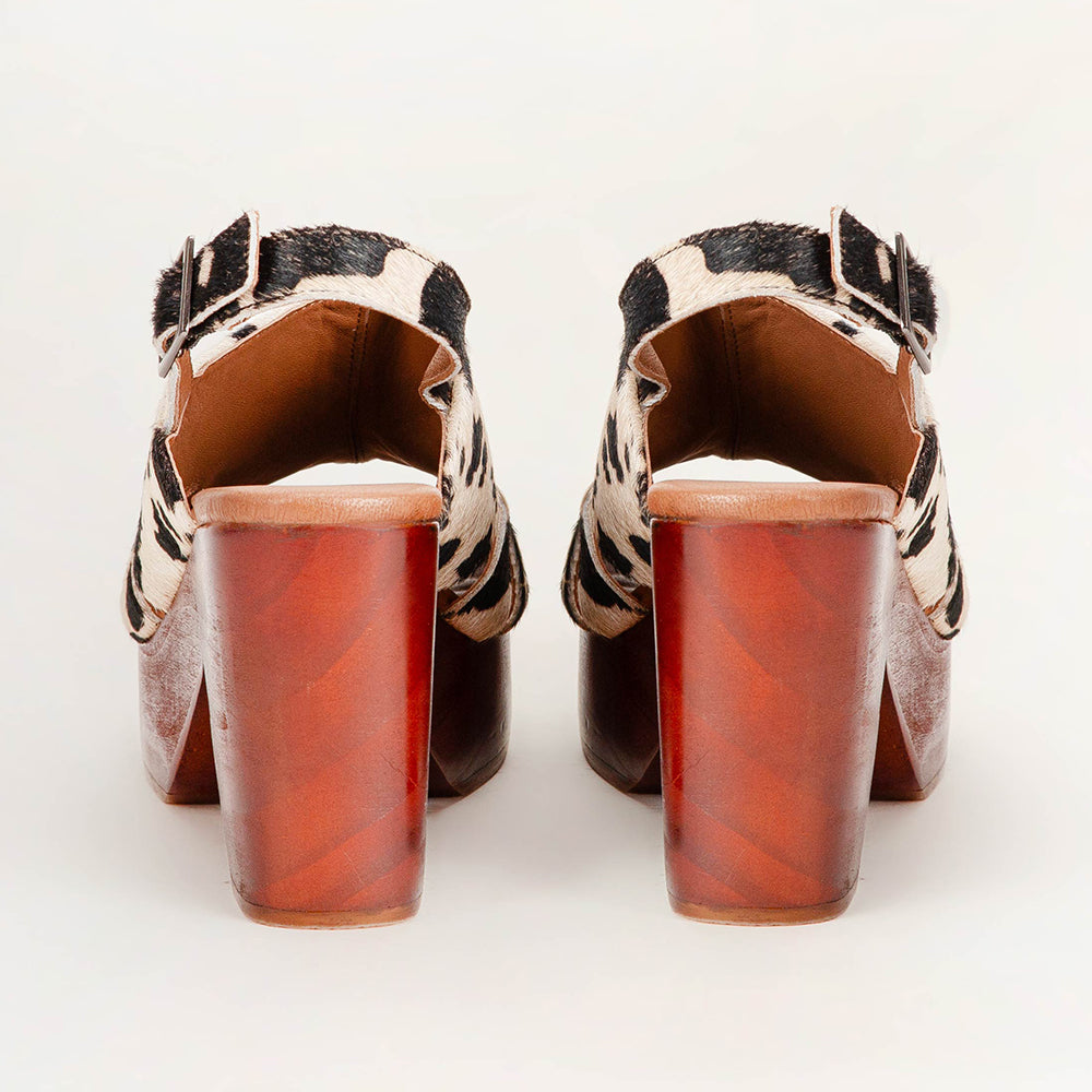 Loyal West Dana sandals - Black And White Cowhide - Myra USA