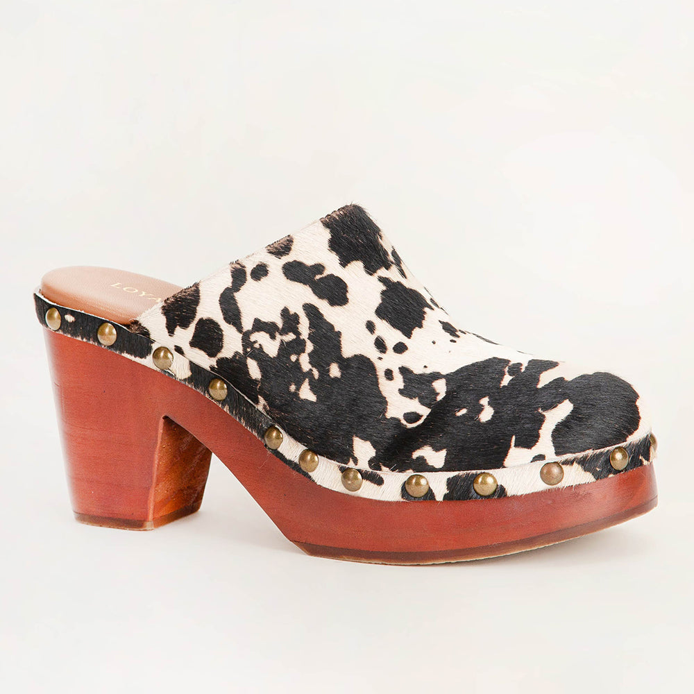 Loyal West Carlotta Trail Clogs Black And White Cowhide - Myra USA