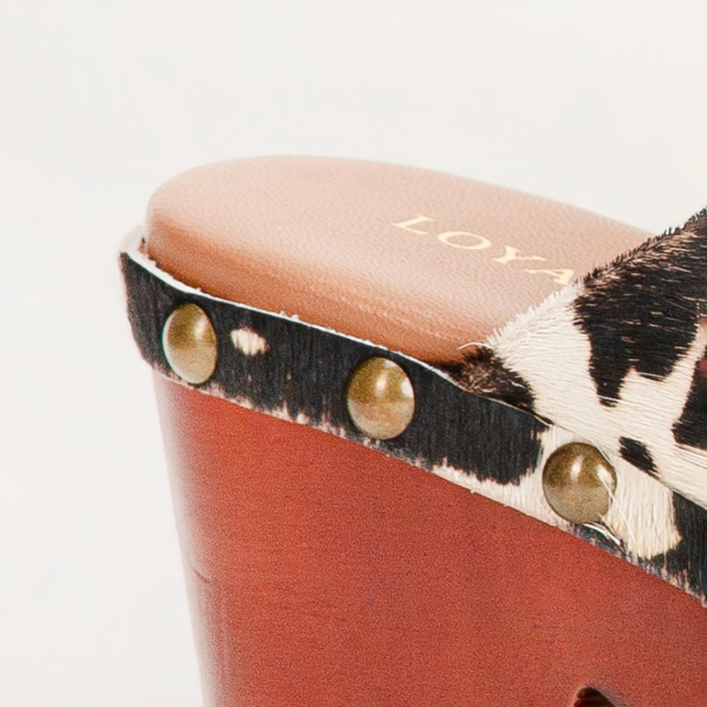 Loyal West Carlotta Trail Clogs Black And White Cowhide - Myra USA