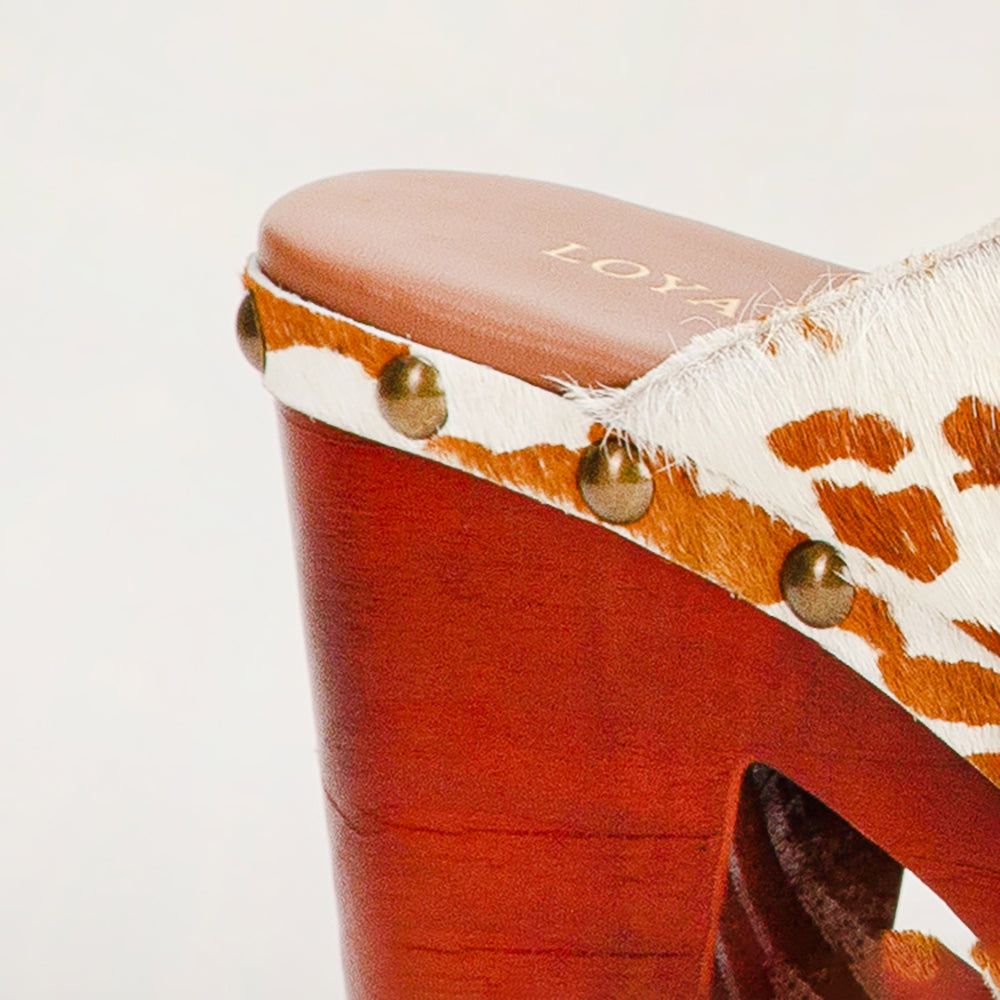 Loyal West Carlotta Trail Clogs Brown And White Cowhide - Myra USA