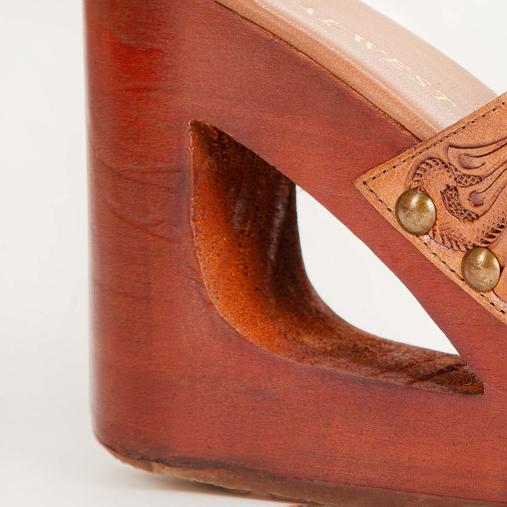 Loyal West Desert Wanderer Sandals - Light Brown Handtooled Leather - Myra USA