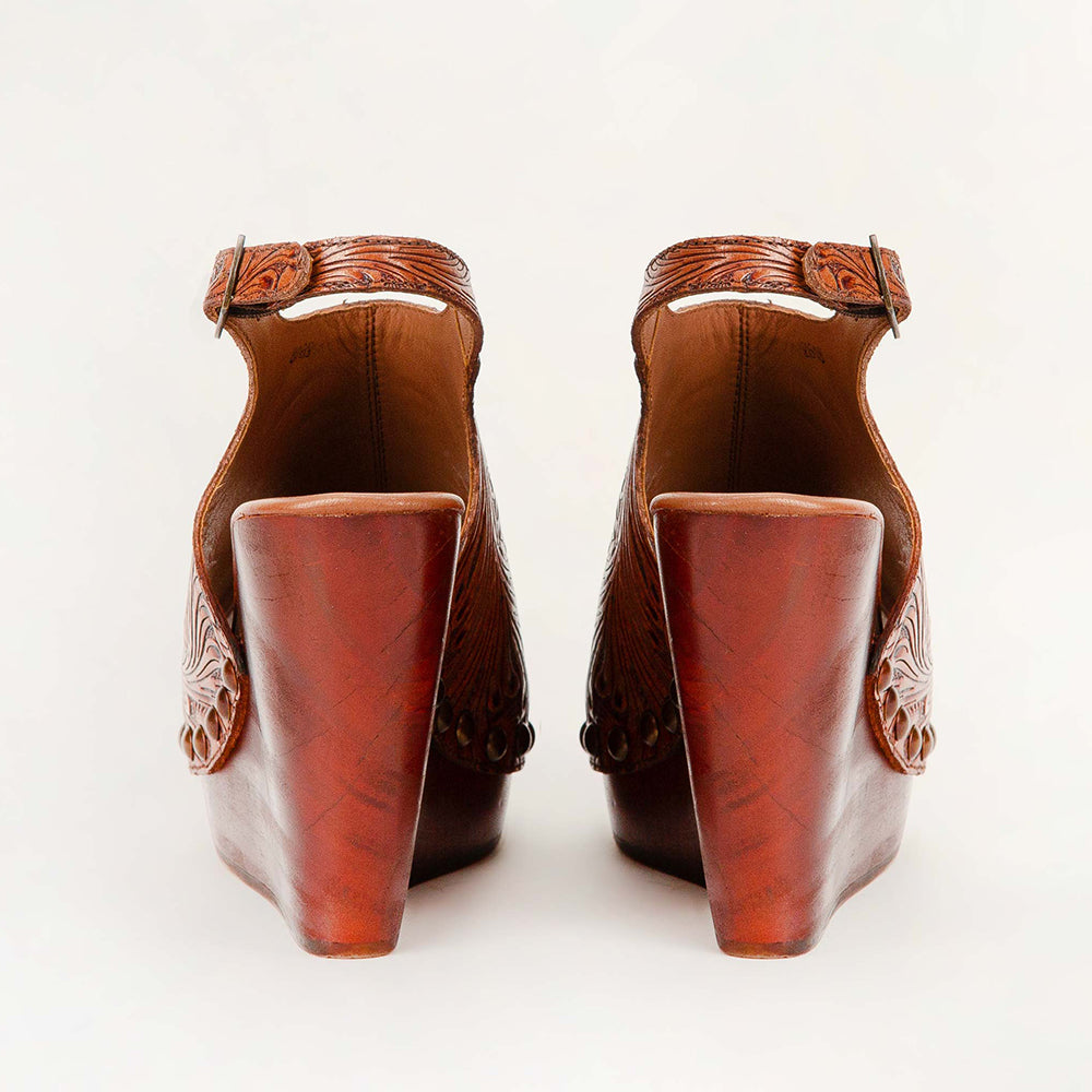 Loyal West Amelia Sandals Handtooled Leather - Myra USA