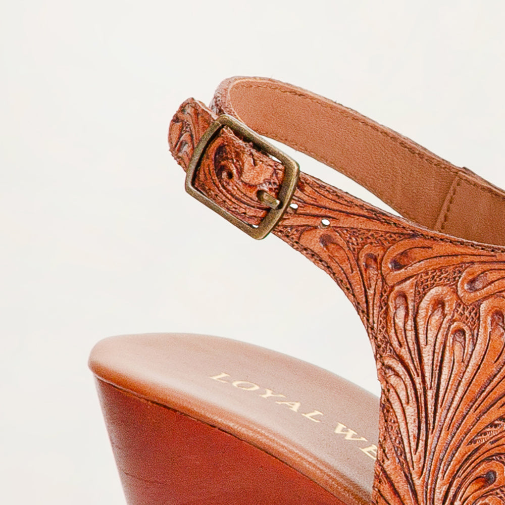 Loyal West Amelia Sandals Handtooled Leather - Myra USA