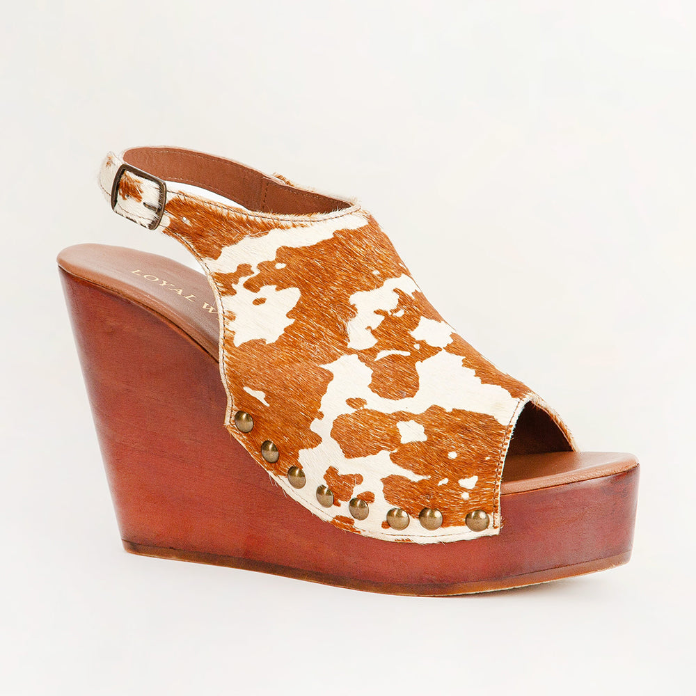Loyal West Amelia Sandals Brown And White Cowhide - Myra USA