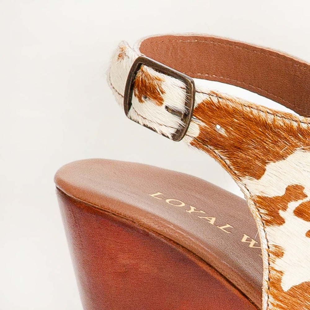 Loyal West Amelia Sandals Brown And White Cowhide - Myra USA
