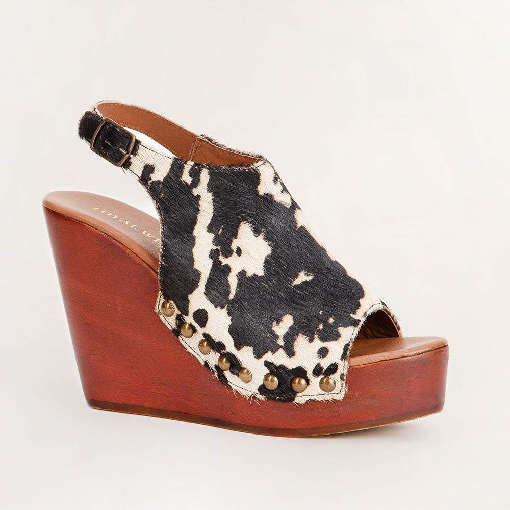 Loyal West Amelia Sandals Black And White Cowhide - Myra USA