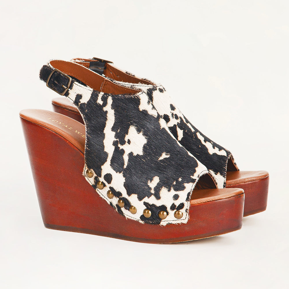Loyal West Amelia Sandals Black And White Cowhide - Myra USA