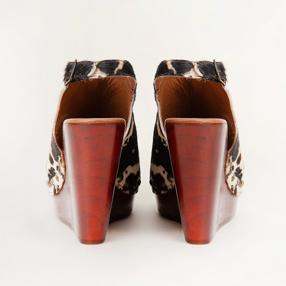 Loyal West Amelia Sandals Black And White Cowhide - Myra USA