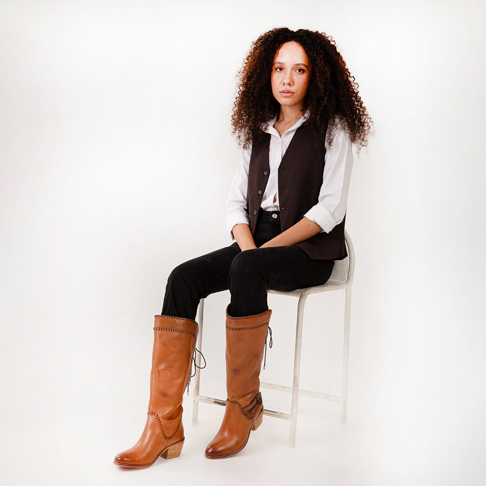 Loyal West Dusty Trail High Boot In Calfskin - Myra USA