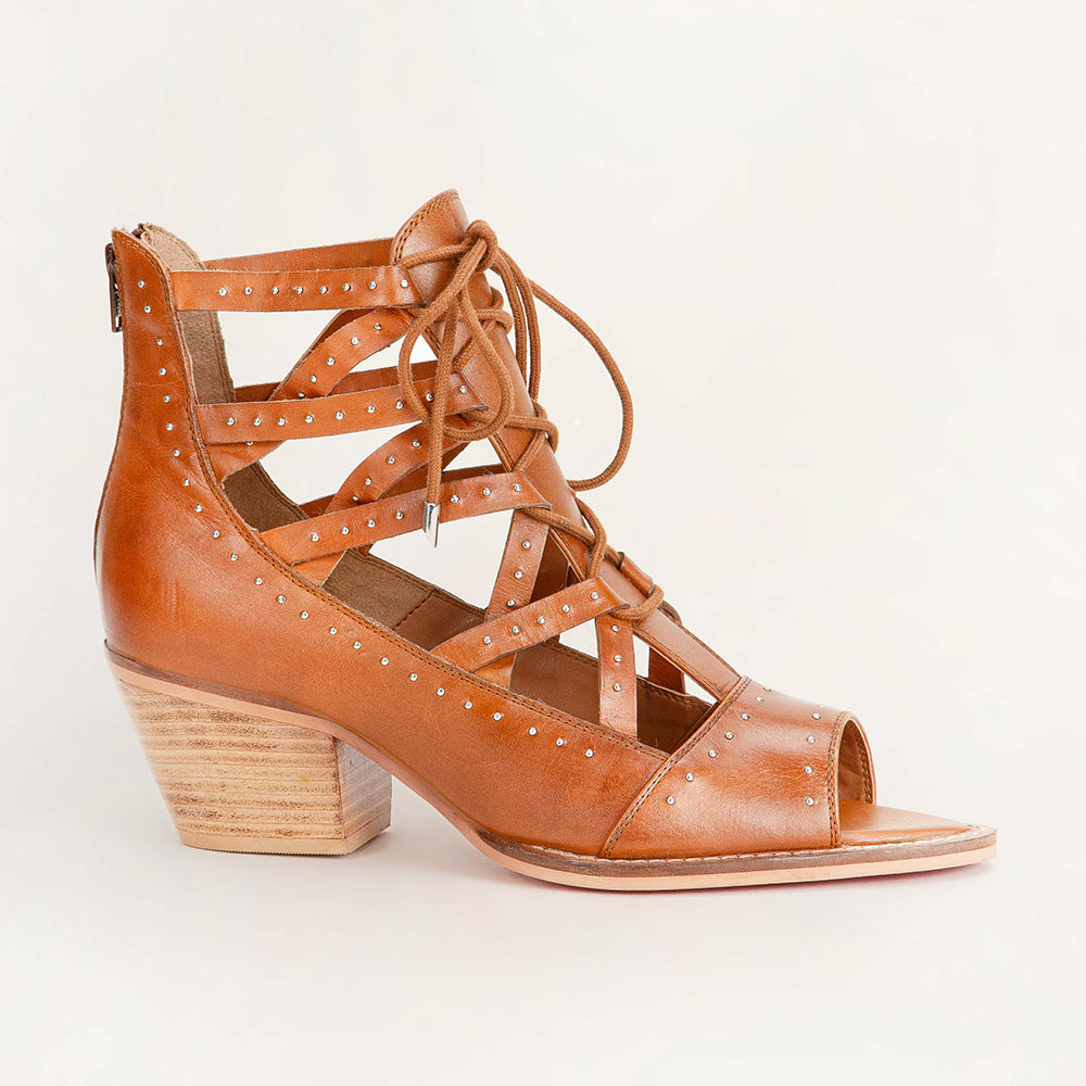 Loyal West Lace Up Booties In Calfskin - Myra USA
