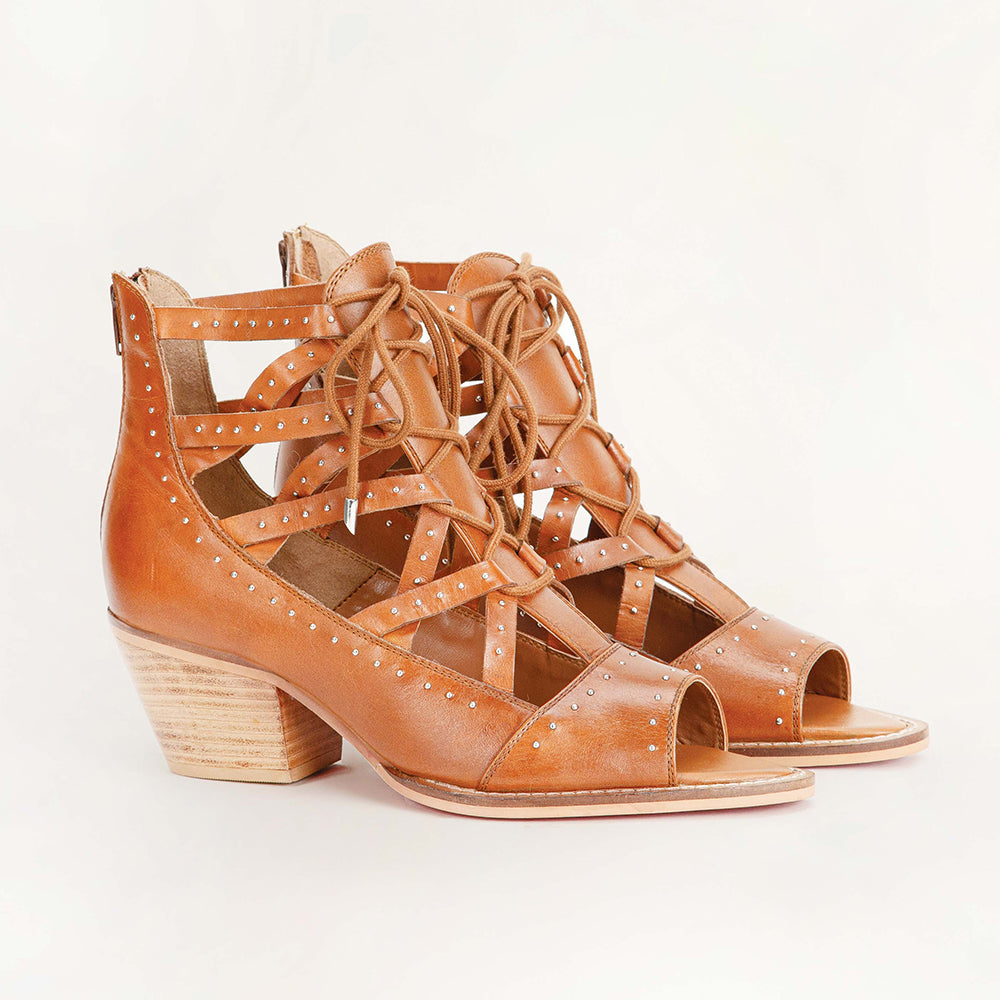 Loyal West Lace Up Booties In Calfskin - Myra USA