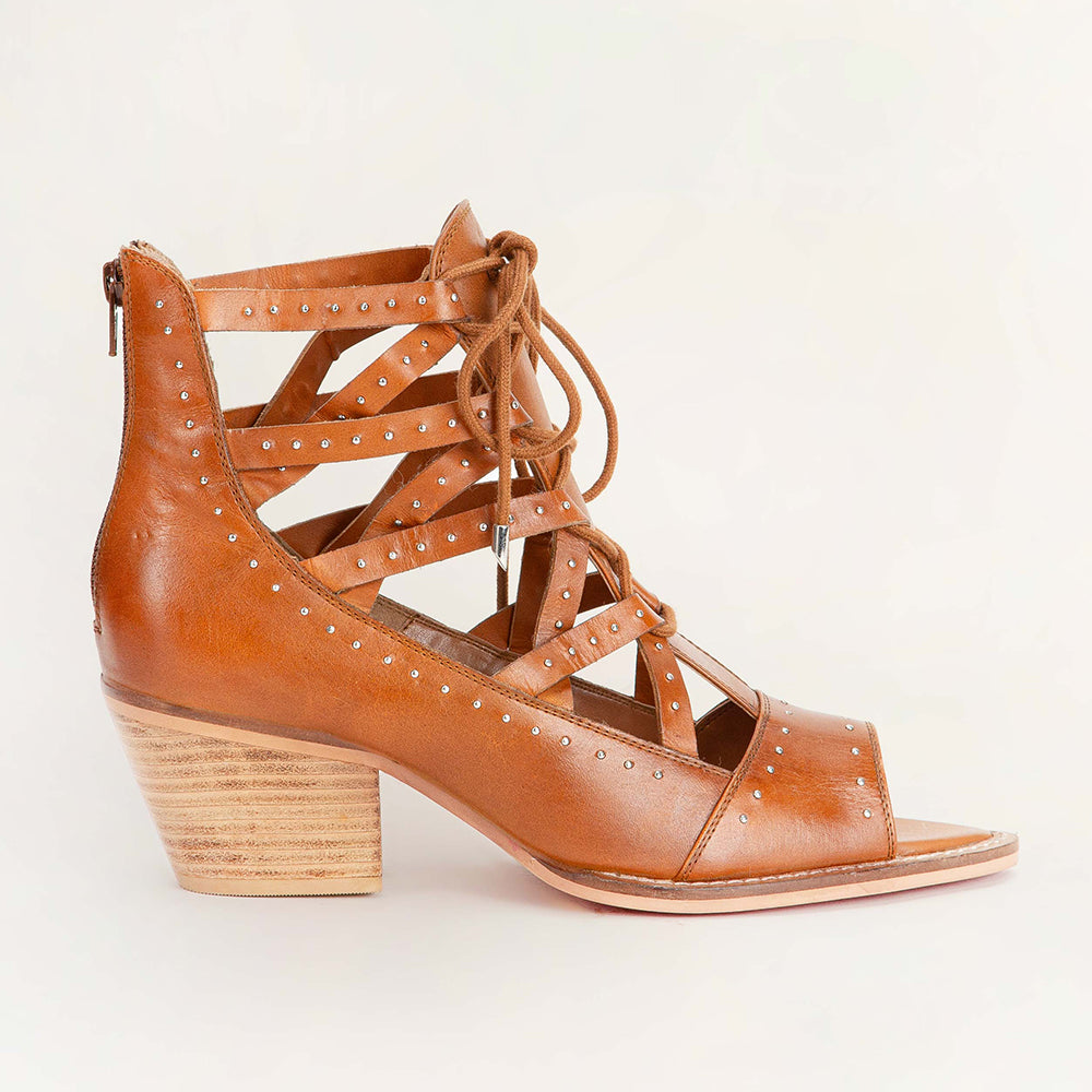Loyal West Lace Up Booties In Calfskin - Myra USA