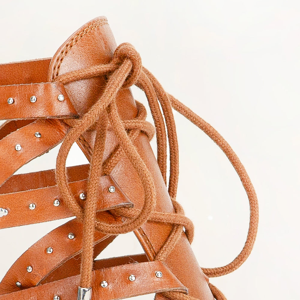 Loyal West Lace Up Booties In Calfskin - Myra USA