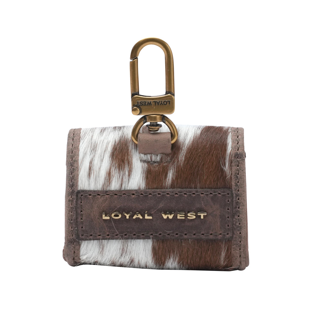 GLORIANA CLIP ON BAG CHARM - BROWN & WHITE COWHIDE - Myra USA