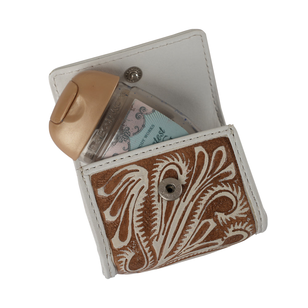 Handtooled Gloriana Clip-On Bag Charm - Ivory Dust - Myra USA