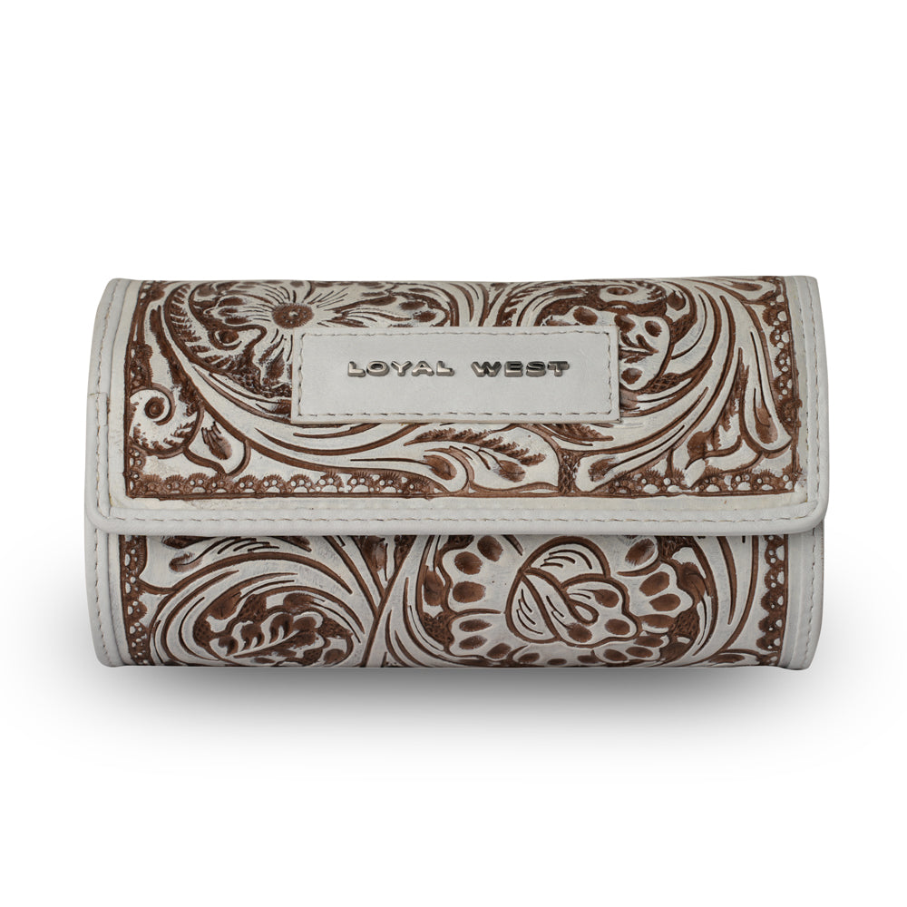 Handtooled Canyon Jewellery Case - Ivory Dust - Myra USA