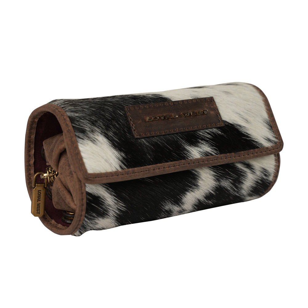 Canyon Jewellery Case - Black & White Cowhide - Myra USA