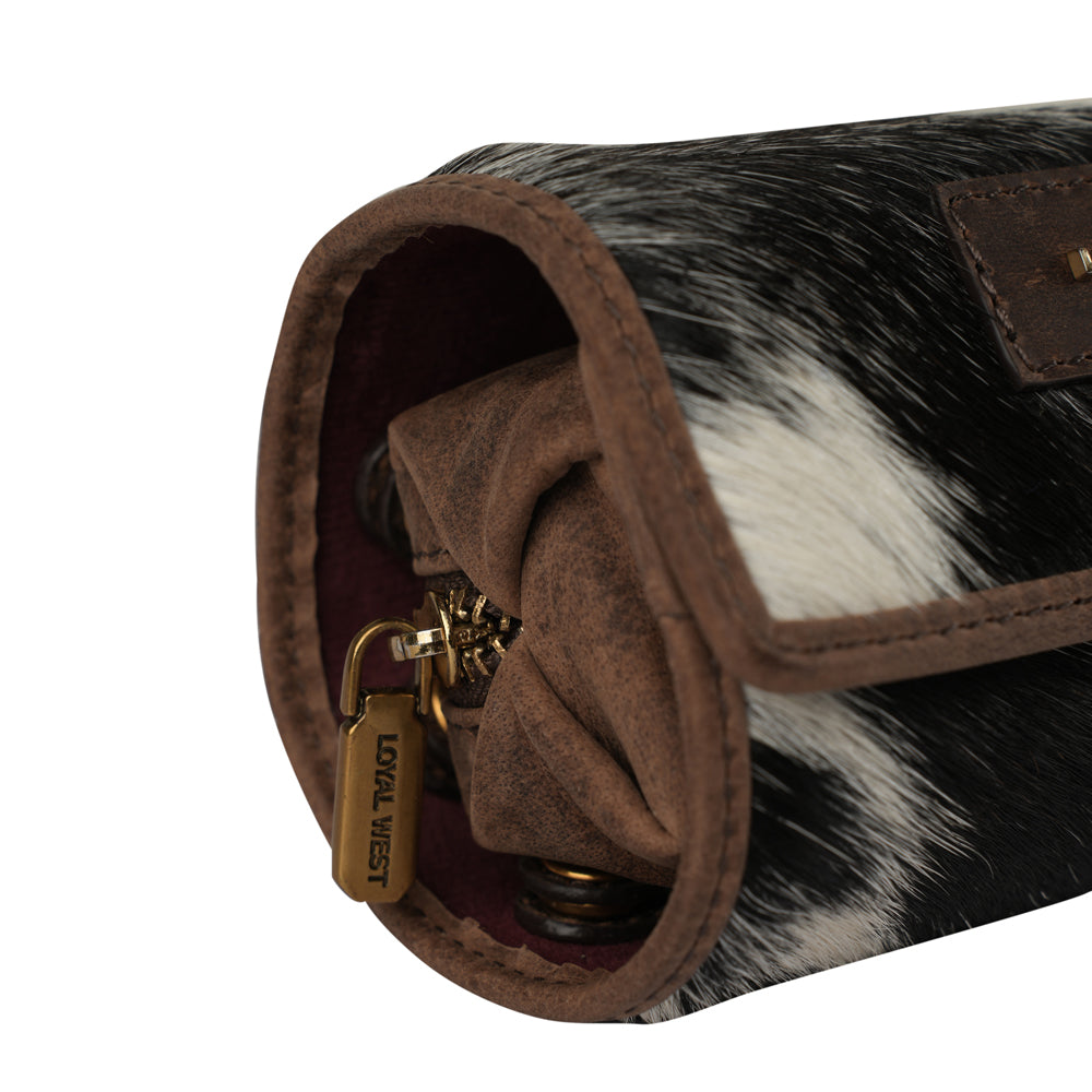 Canyon Jewellery Case - Black & White Cowhide - Myra USA
