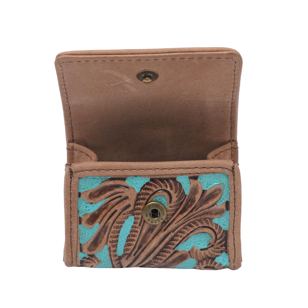 HANDTOOLED GLORIANA CLIP ON BAG CHARM - WHISKEY & WATER - Myra USA