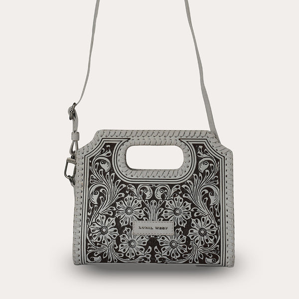 Handtooled Alma Medium Handbag - Ivory Dust