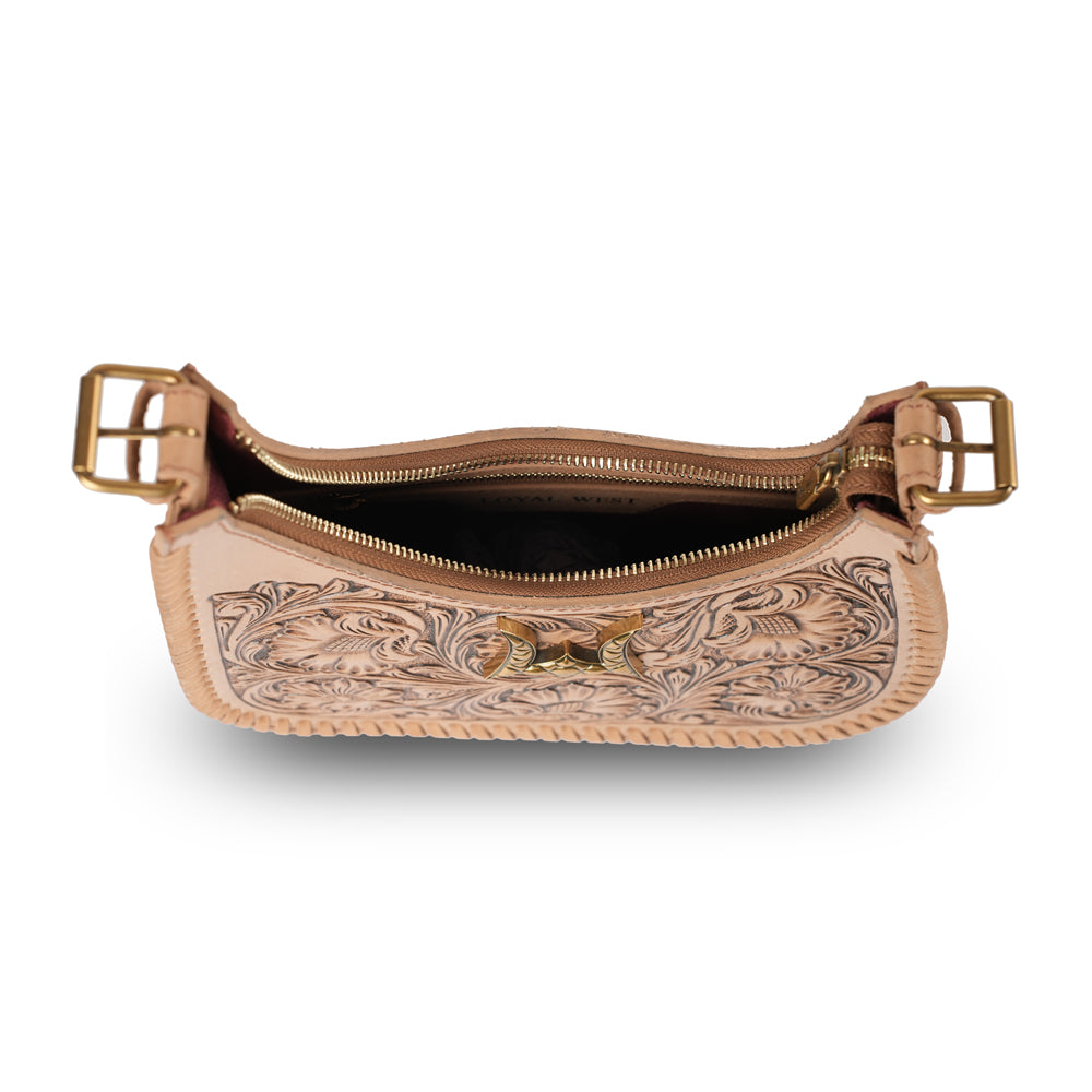 Handtooled Dannia Medium Purse - Slant Form - Myra USA