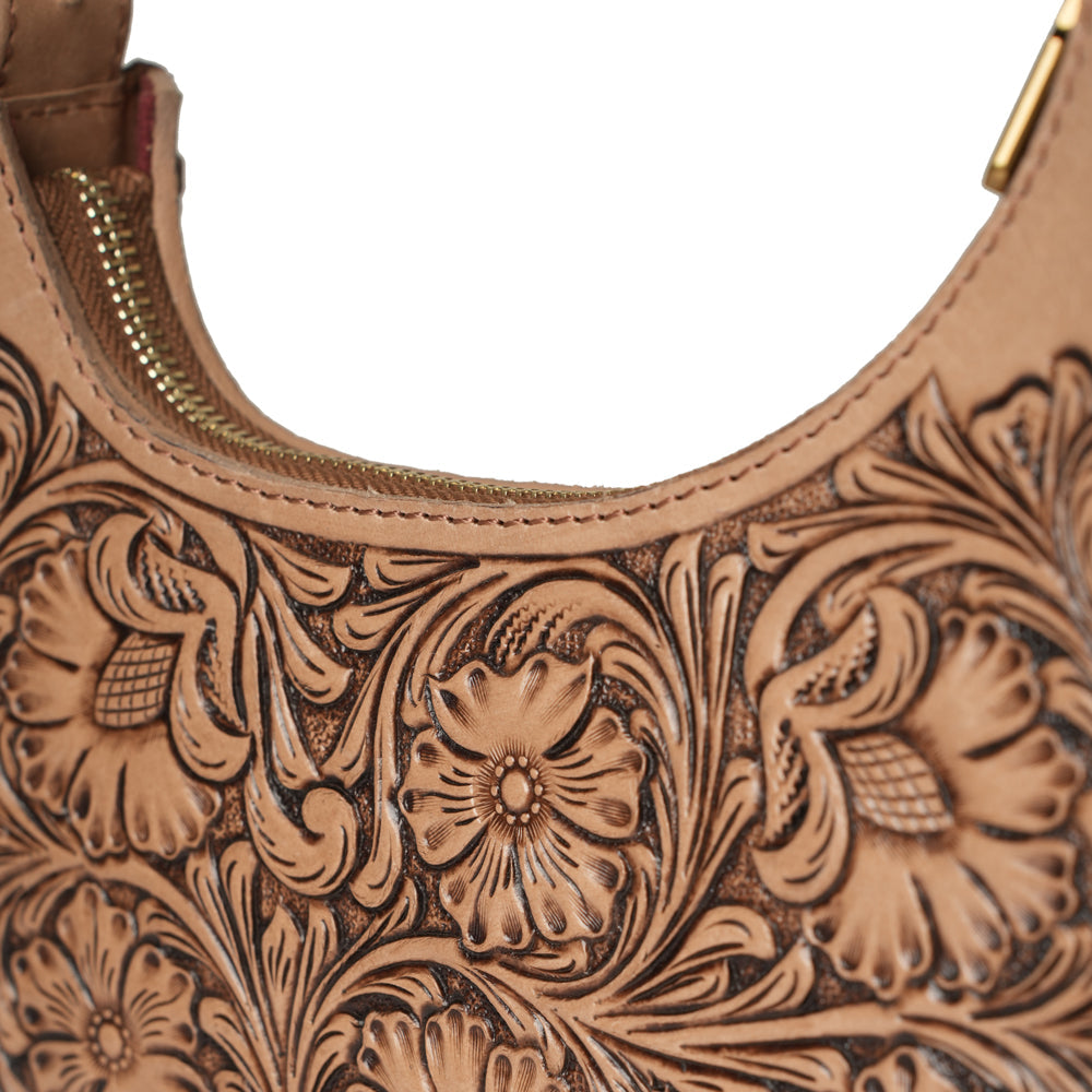 Handtooled Dannia Medium Purse - Slant Form - Myra USA