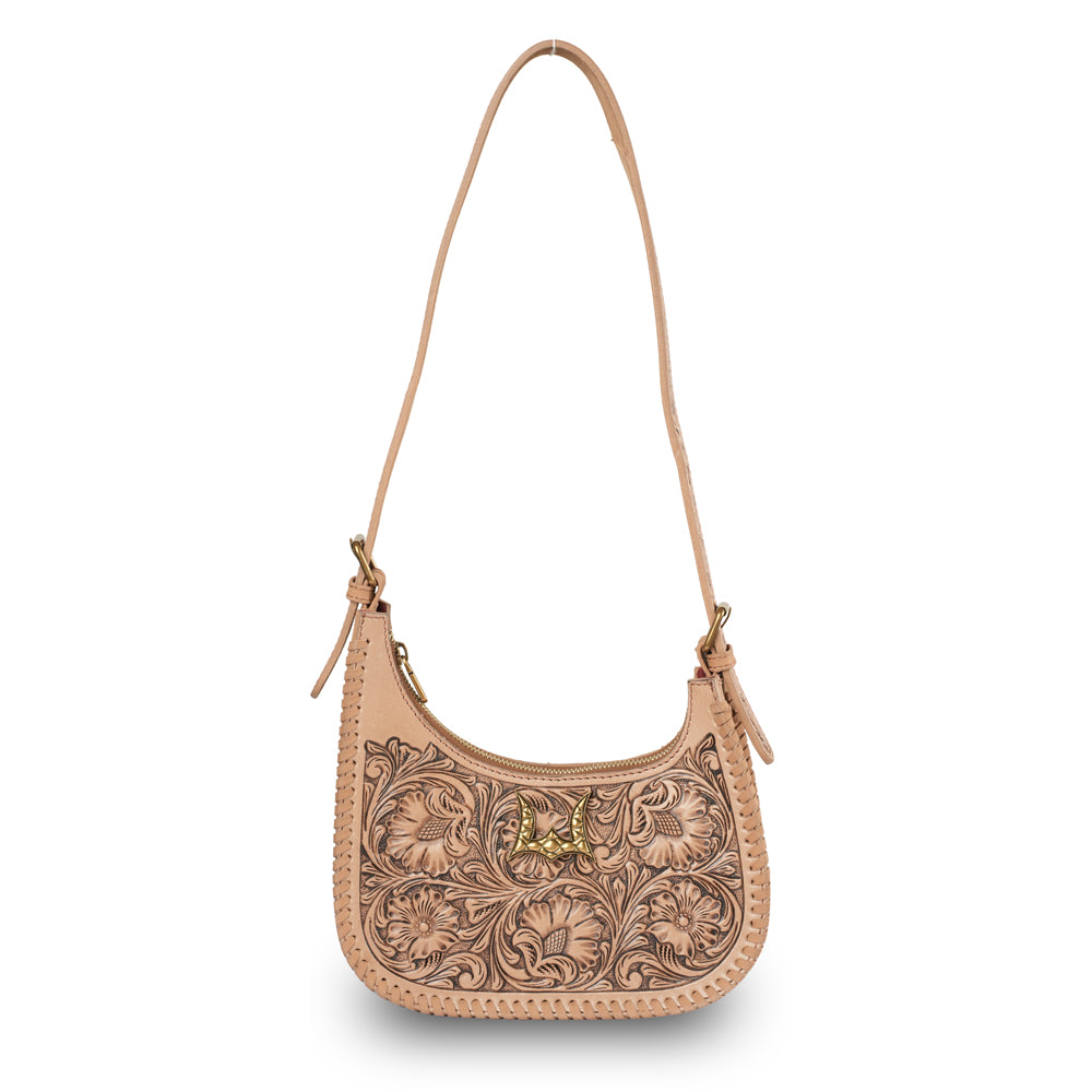 Handtooled Dannia Medium Purse - Slant Form - Myra USA