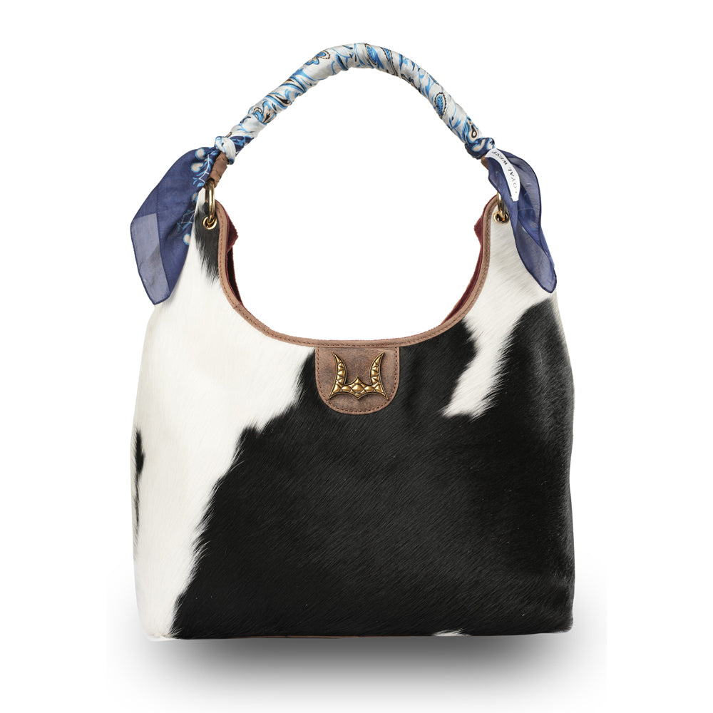 LW Medium Purse - Black & White Cowhide - Myra USA