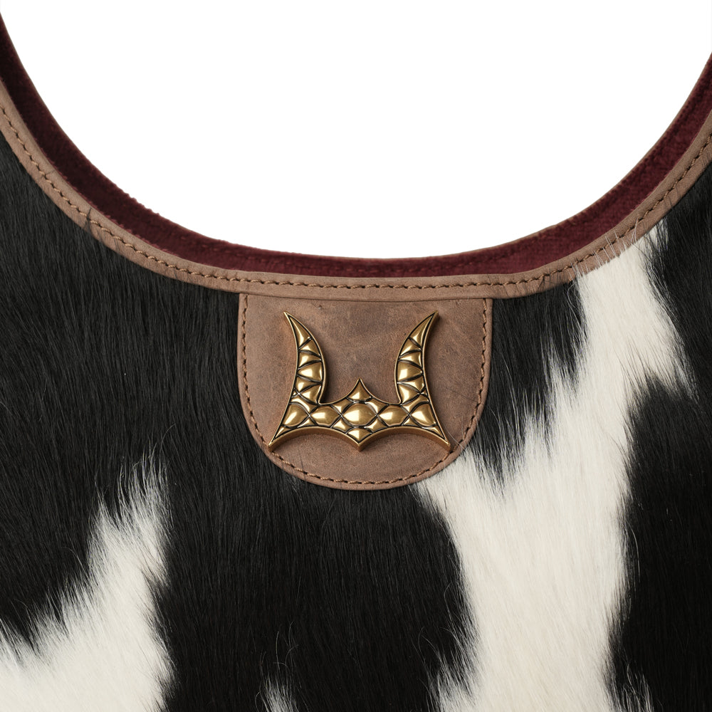 LW Medium Purse - Black & White Cowhide - Myra USA