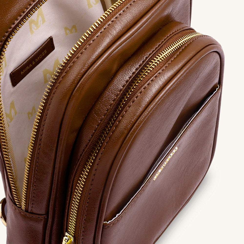 Mira & Moss Hayley Fanny Bag - Shiny Chocolate Brown - Myra USA