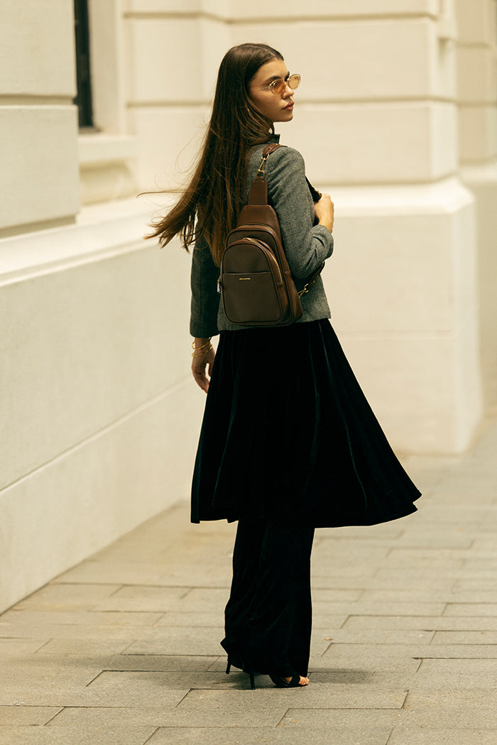 Mira & Moss Hayley Fanny Bag - Shiny Chocolate Brown - Myra USA