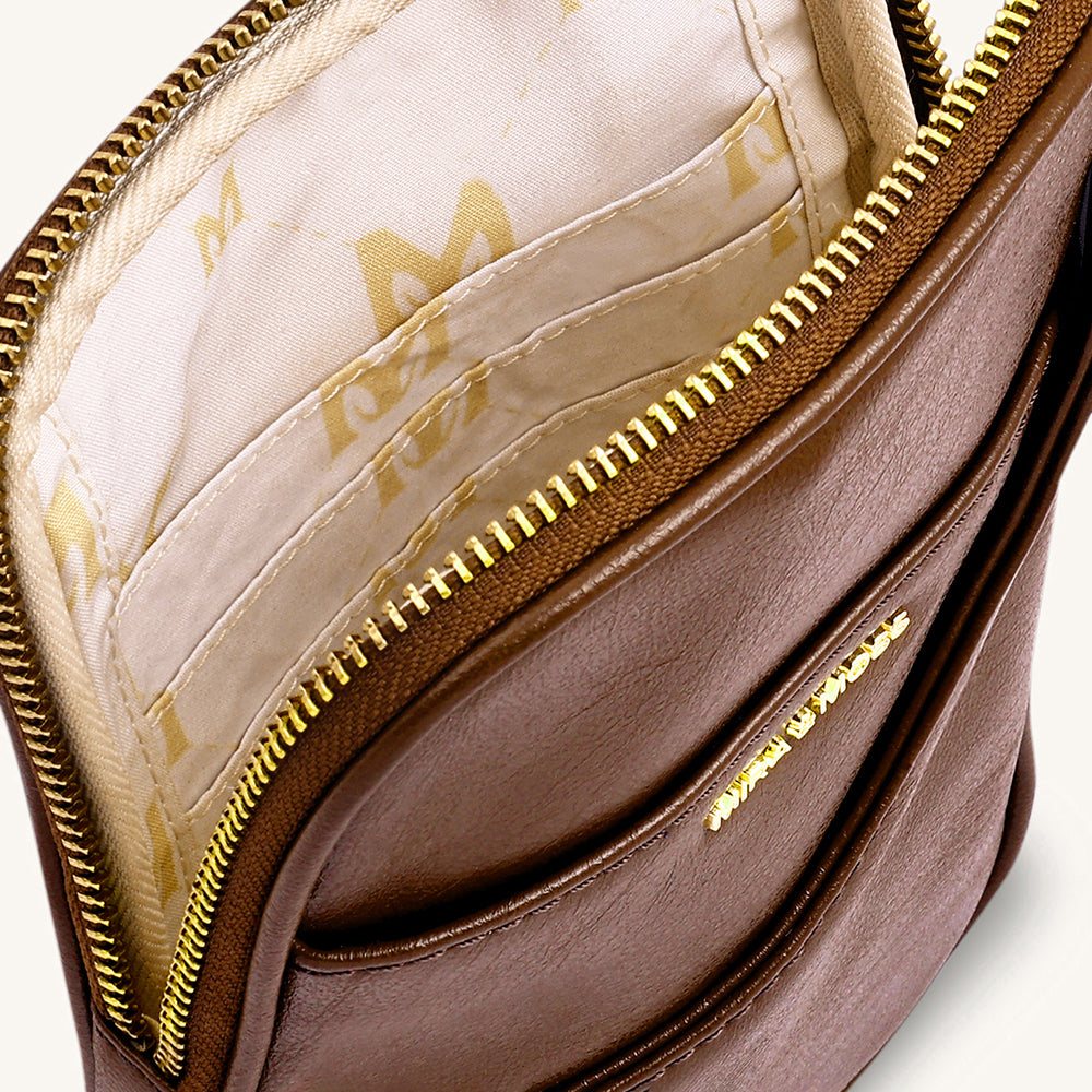 Mira & Moss Iris Mini-Crossbody Bag - Shiny Chocolate Brown - Myra USA