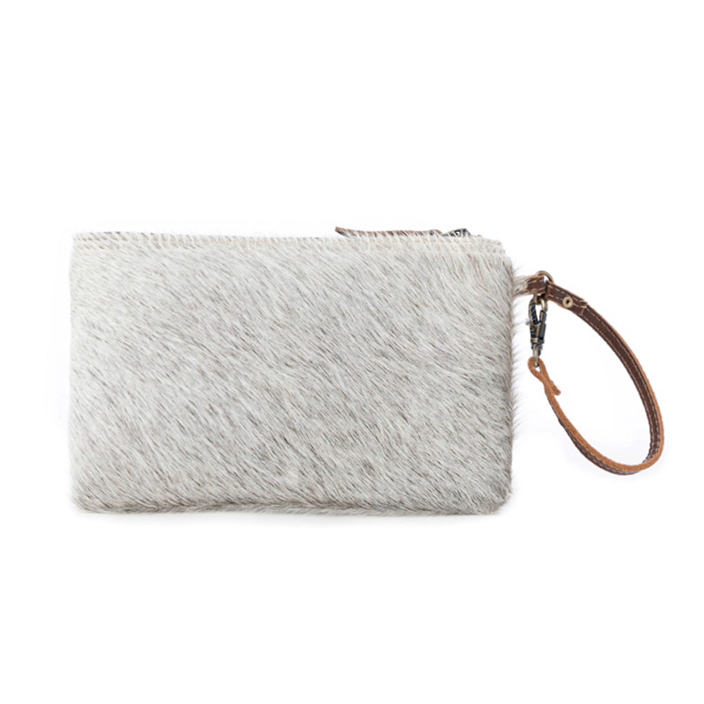 White & Brown Hairon Pouch - Myra USA