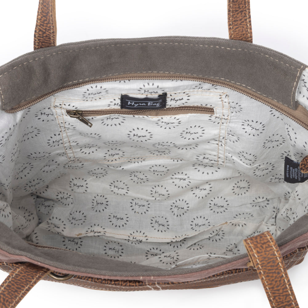 Side Floral Print Canvas Tote Bag - Myra USA