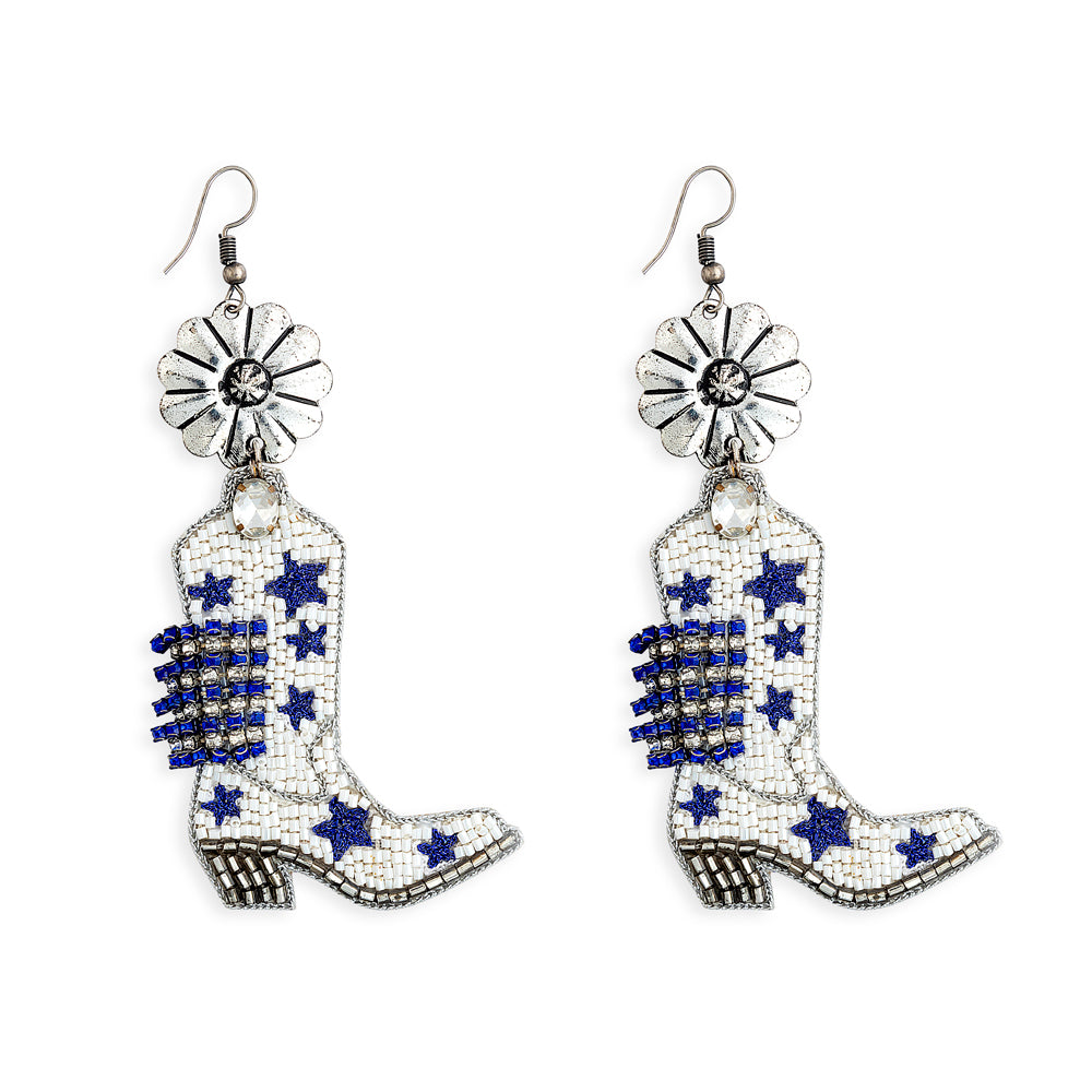 Stars & Bars Beaded Boot Earrings - Myra USA