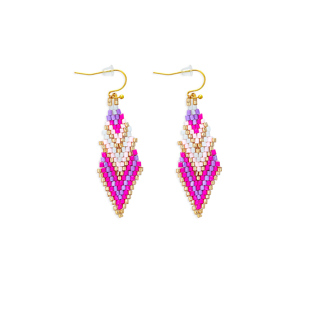 Mother's Shawl Beaded Earrings In Pink - Myra USA