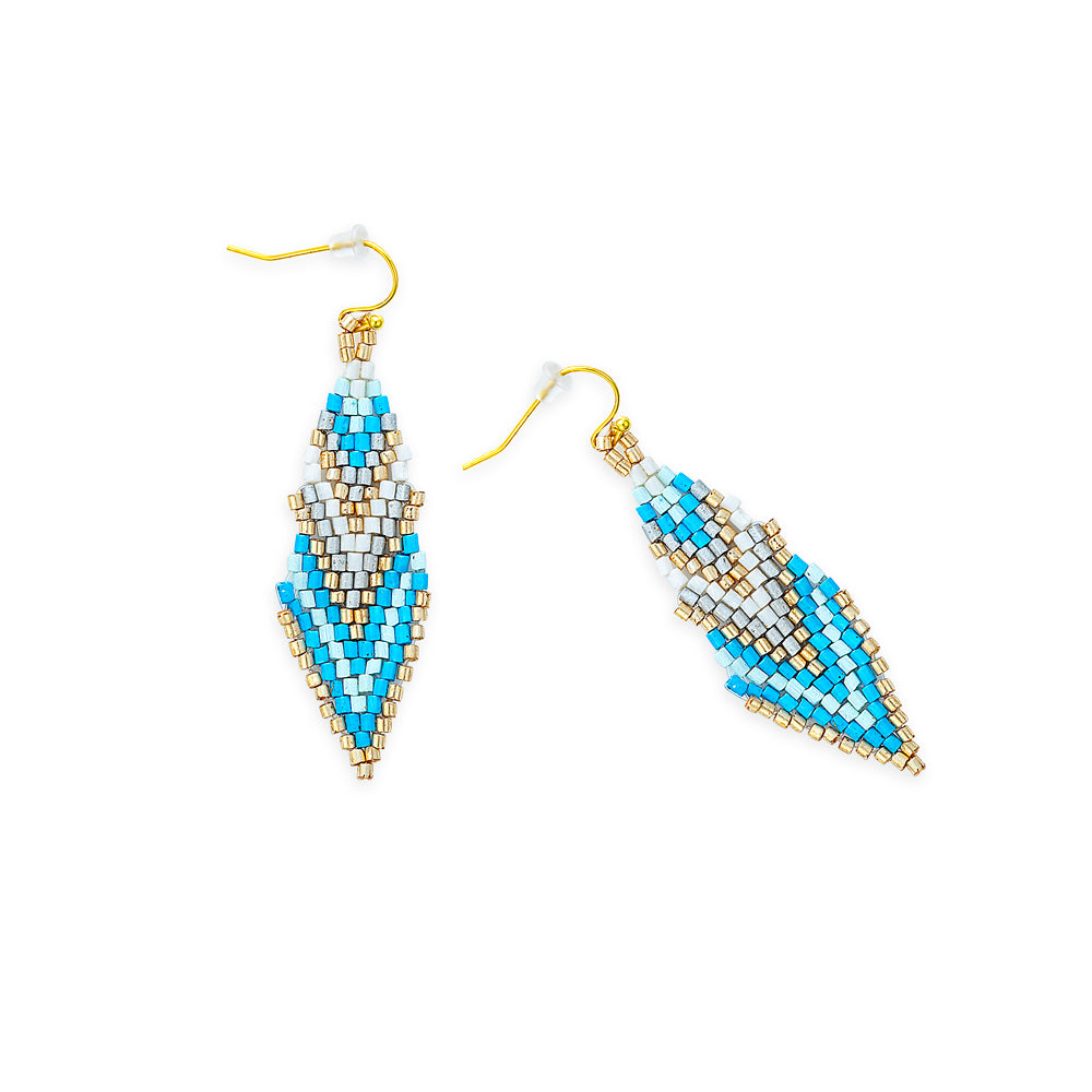 Mother's Shawl Beaded Earrings In Blue - Myra USA