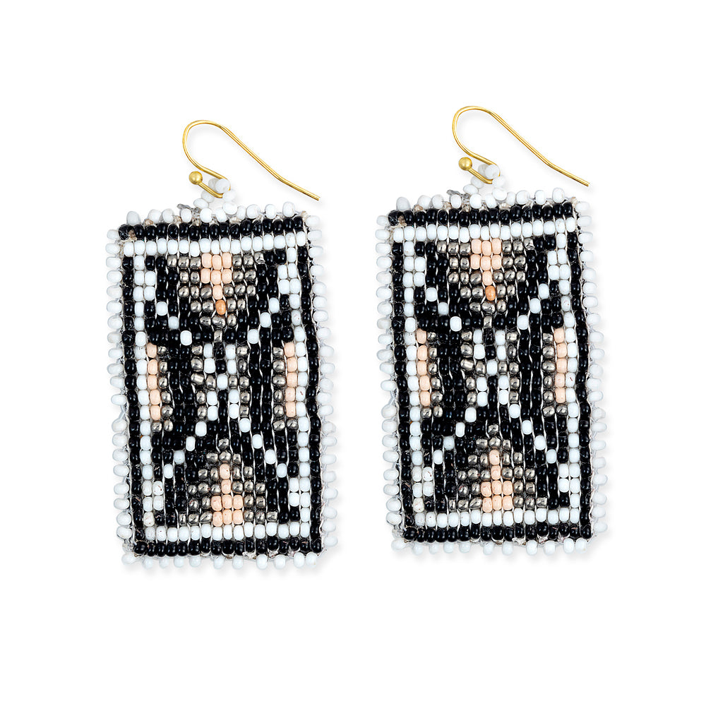 Protection Sheild Beaded Earring In Ebony - Myra USA