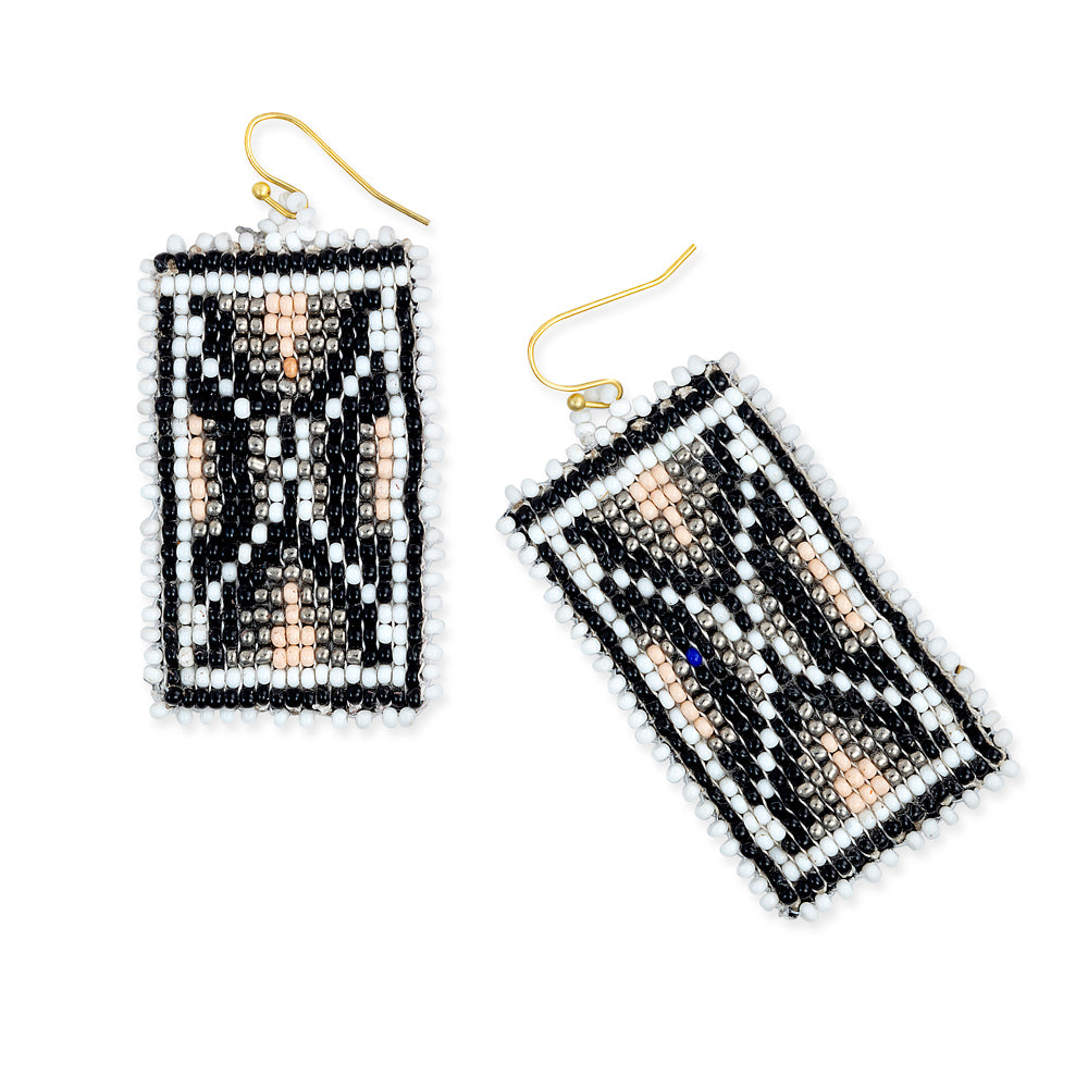 Protection Sheild Beaded Earring In Ebony - Myra USA