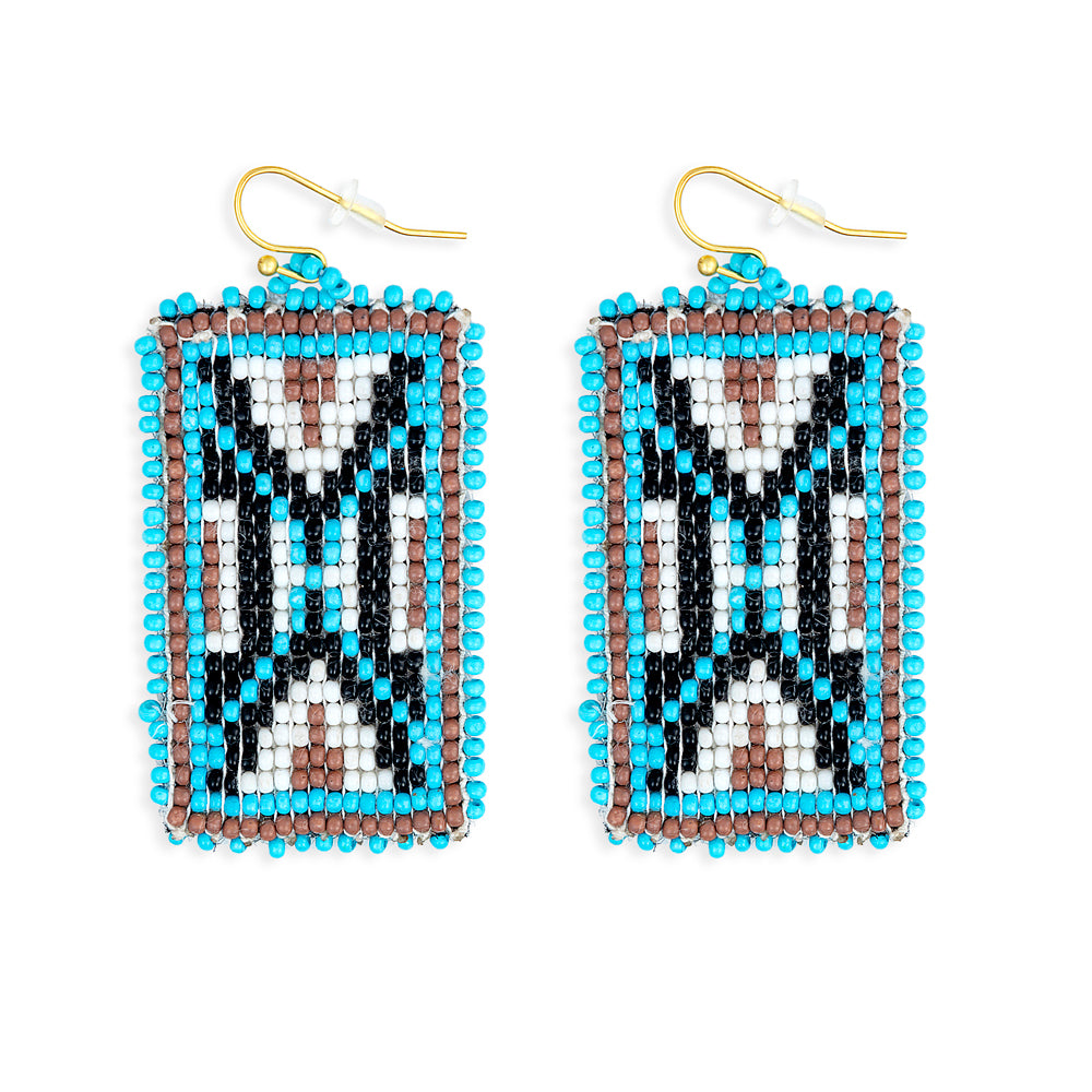Protection Sheild Beaded Earring In Turquoise - Myra USA