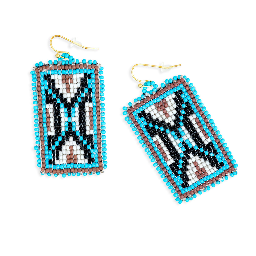 Protection Sheild Beaded Earring In Turquoise - Myra USA