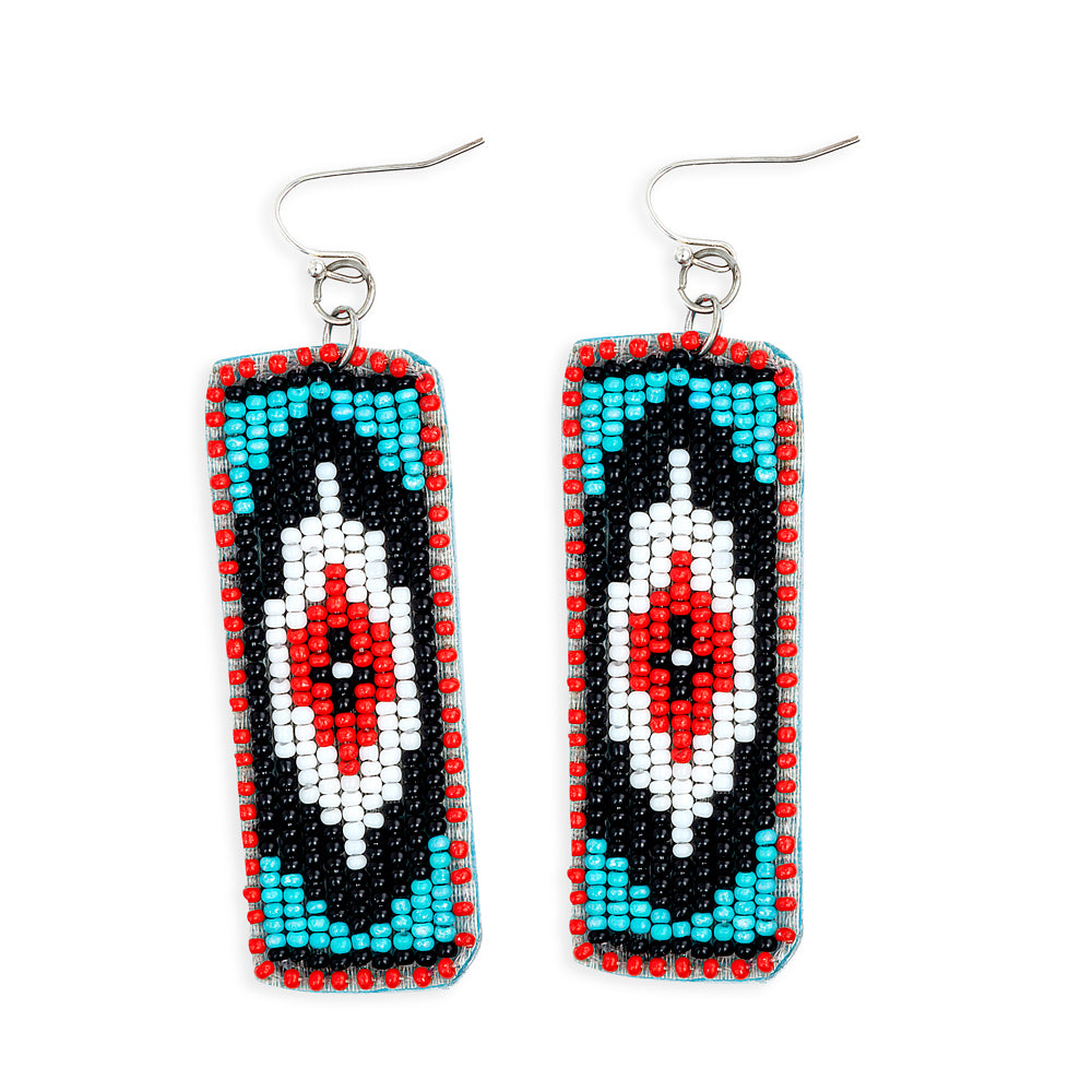 Love Thee Only Beaded Earrings In Ebony & Red - Myra USA