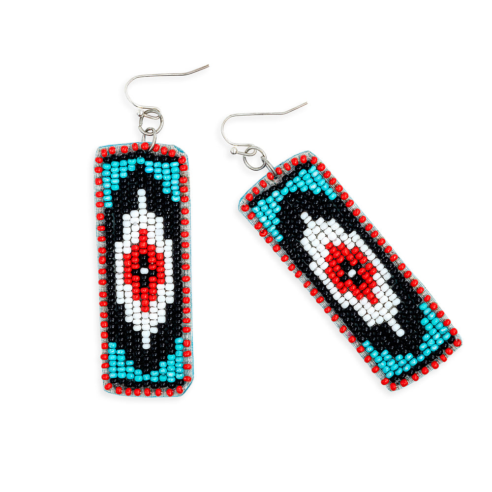 Love Thee Only Beaded Earrings In Ebony & Red - Myra USA