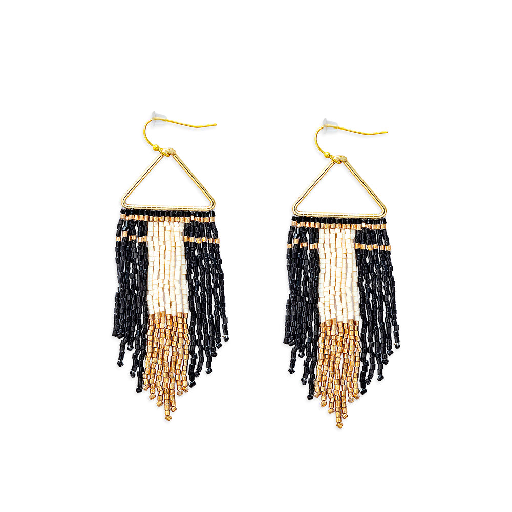 Horizon Sight Beaded Earrings In Ebony - Myra USA