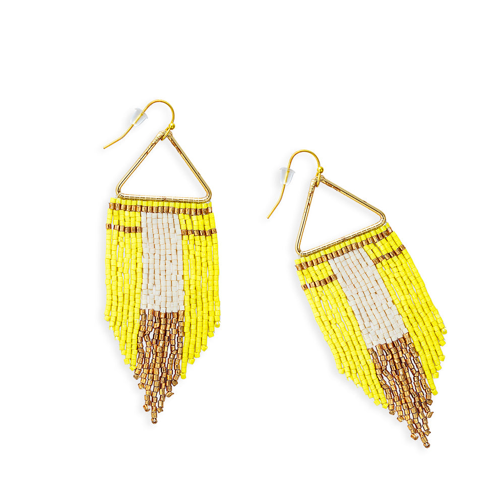 Horizon Sight Beaded Earrings In Yellow - Myra USA