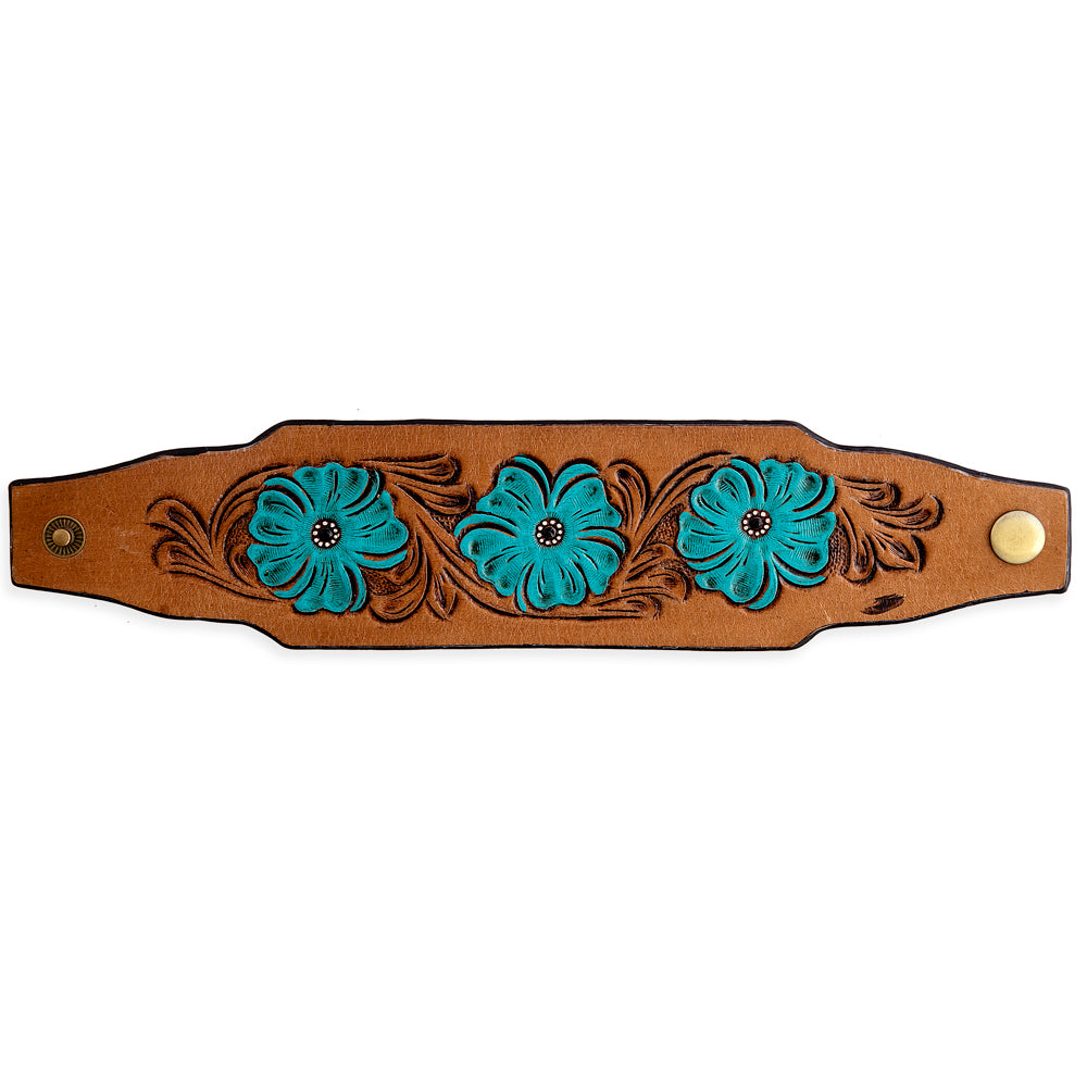 Bold Blossom Leather Cuff Bracelet - Myra USA