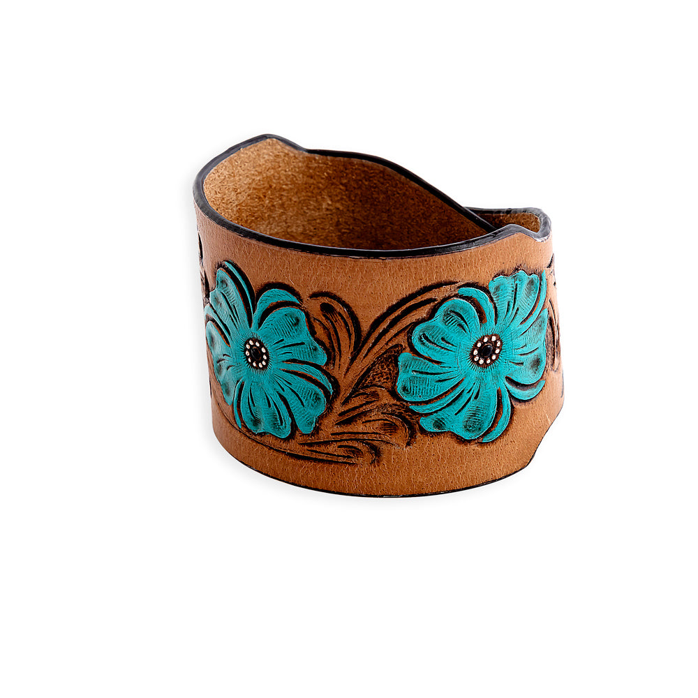 Bold Blossom Leather Cuff Bracelet - Myra USA