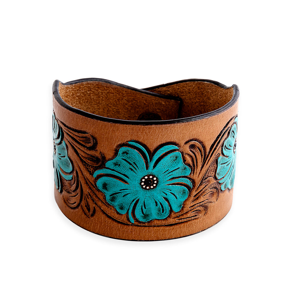 Bold Blossom Leather Cuff Bracelet - Myra USA