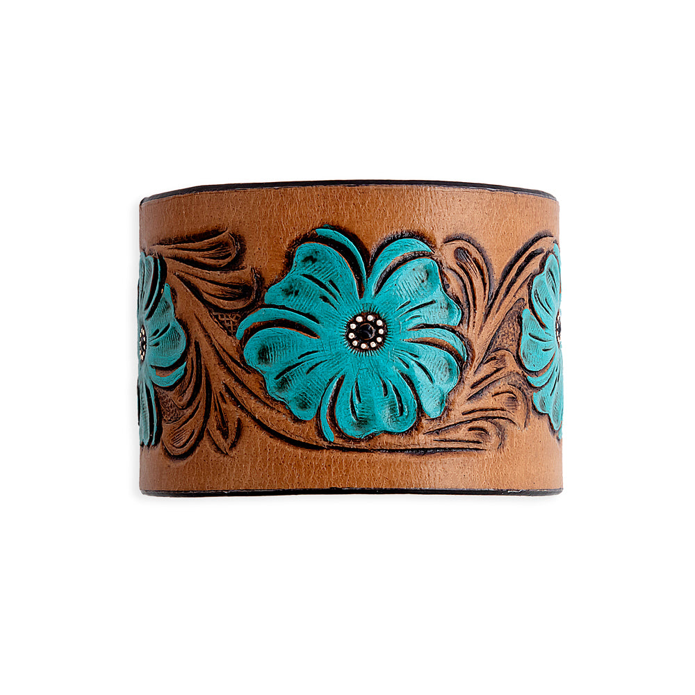 Bold Blossom Leather Cuff Bracelet - Myra USA