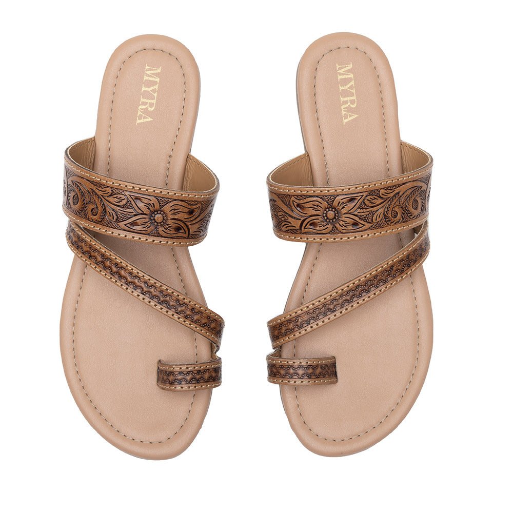 Point Ridge Hand-tooled Sandals - Myra USA